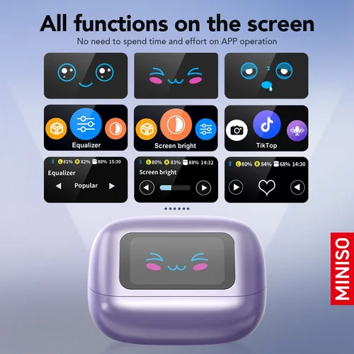 Imagen 2 del producto Auriculares MINISO MS199 Bluetooth V6 AI traductor auriculares OWS clip de oreja auriculares inalámbricos de larga duración con micrófono pantalla táctil LCD