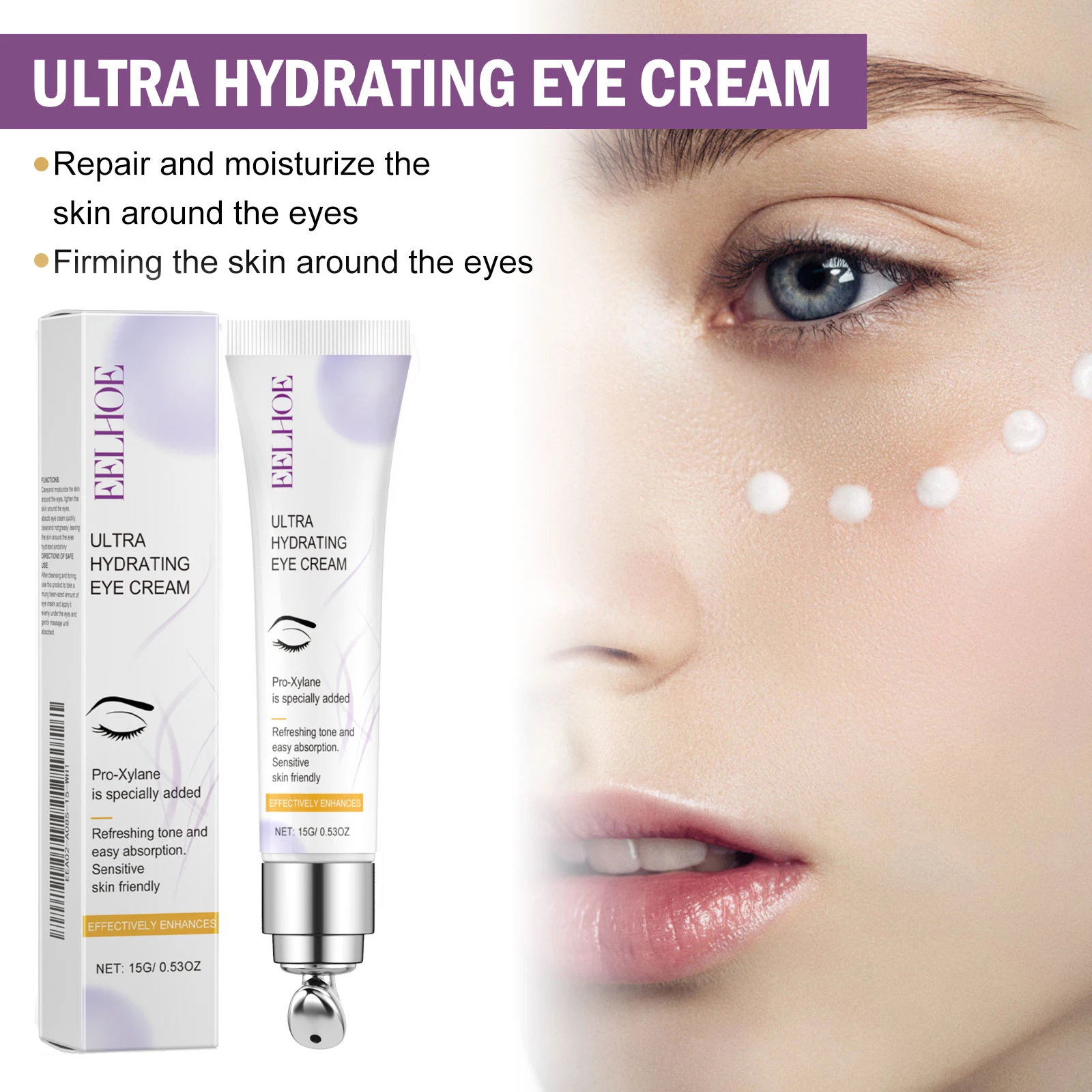 Crema Ultra Hidratante para Ojos, Anti-Ojeras, Anti-Hinchazón, Anti-Arrugas, Reafirmante, Atenúa Líneas Finas, Hidratante, Iluminadora, Cuidado de los Ojos
