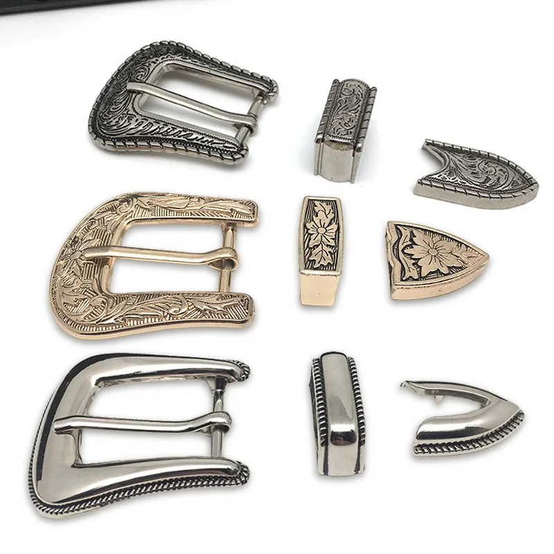 3pcs/set Bronze Ethnic Metal Hooks Pin Buckles For Belt Metal Printing Waist Accessories Alloy Belt Buckle Diy Garment Supplies