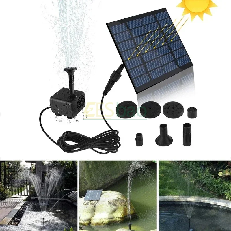 Mini Solar Fountain Pump 1.2W Power Board Kit Solar Panel Water Pump for Garden Pool Fountain Indoor Bird Bathroom Outdoor