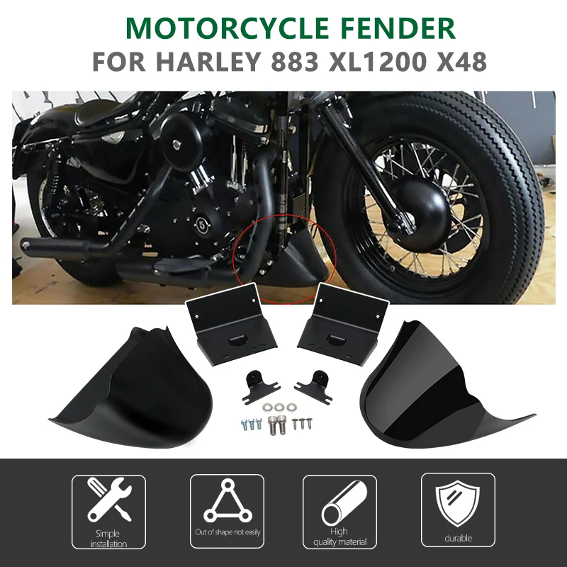 

High Quality Motorcycle Front Bottom Spoiler Mudguard Air Dam Chin Fairing for Harley Sportster XL 883 1200 Matte Bright Black