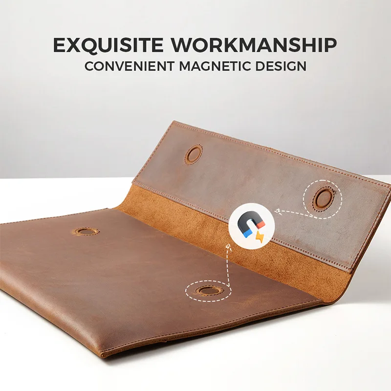 مناسبة لجهاز MacBook Pro 14 13.3 بوصة 33X22.5X 5 سم خفيفة الوزن 280 جرام حافظة جلدية مغناطيسية حقيبة كمبيوتر محمول واقية