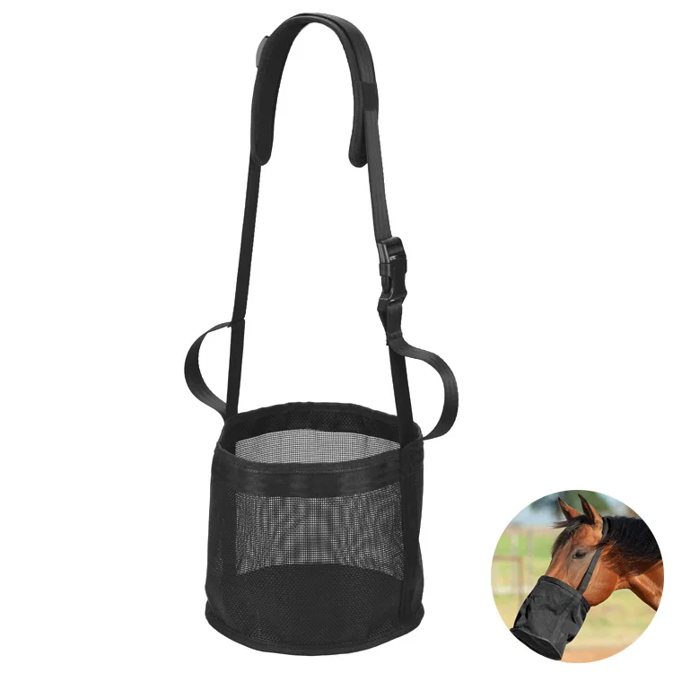 Heavy Duty Mesh Feed Bag for Horses and Mules Mesh Feeder for Horses Mesh Horse Feed Bag Durable Canvas Grain Feedbag