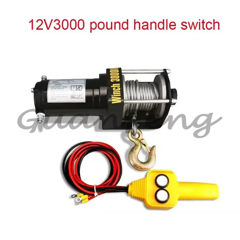 Electric 12V Hoist Car 24V Winch 1100W Horizontal Traction 3000 Lbs
