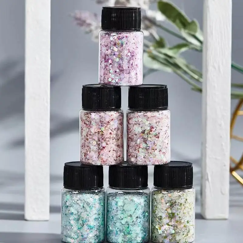 C1Fe hình hỗn hợp sequins uv gel đánh bóng bột lấp lánh tự làm bùa long lanh long lanh