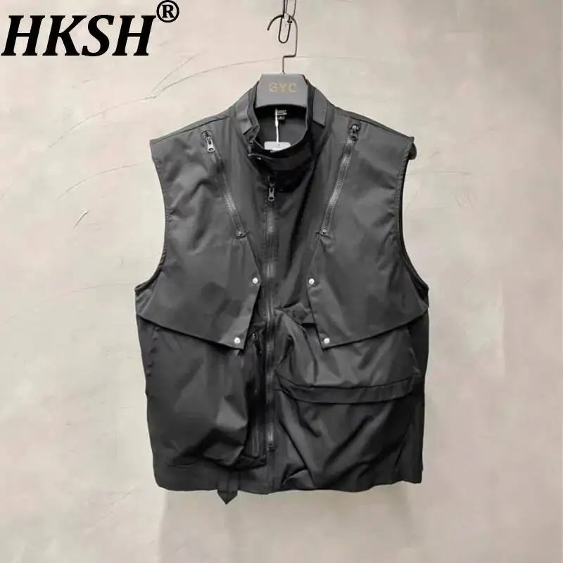 

HKSH Spring Summer New Men's Tide Dark High Street Fashion Vest Safari Style Trendy Sleeveless Jacket Chic Ins Waistcoat HK24479