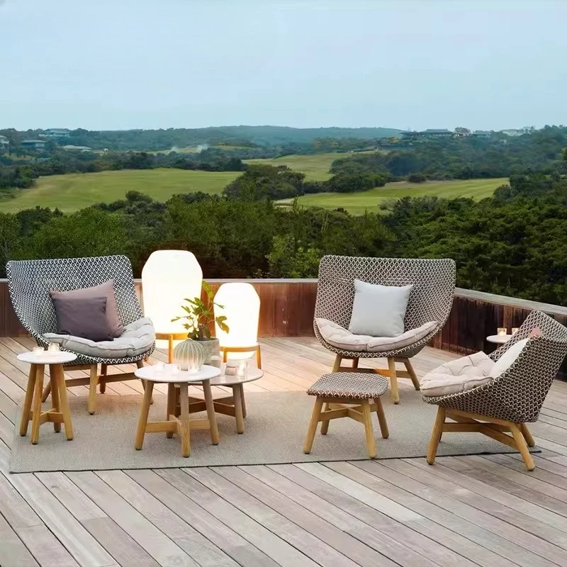 Outdoor sofa courtyard balcony rattan chair single waterproof terrace woven leisure chair