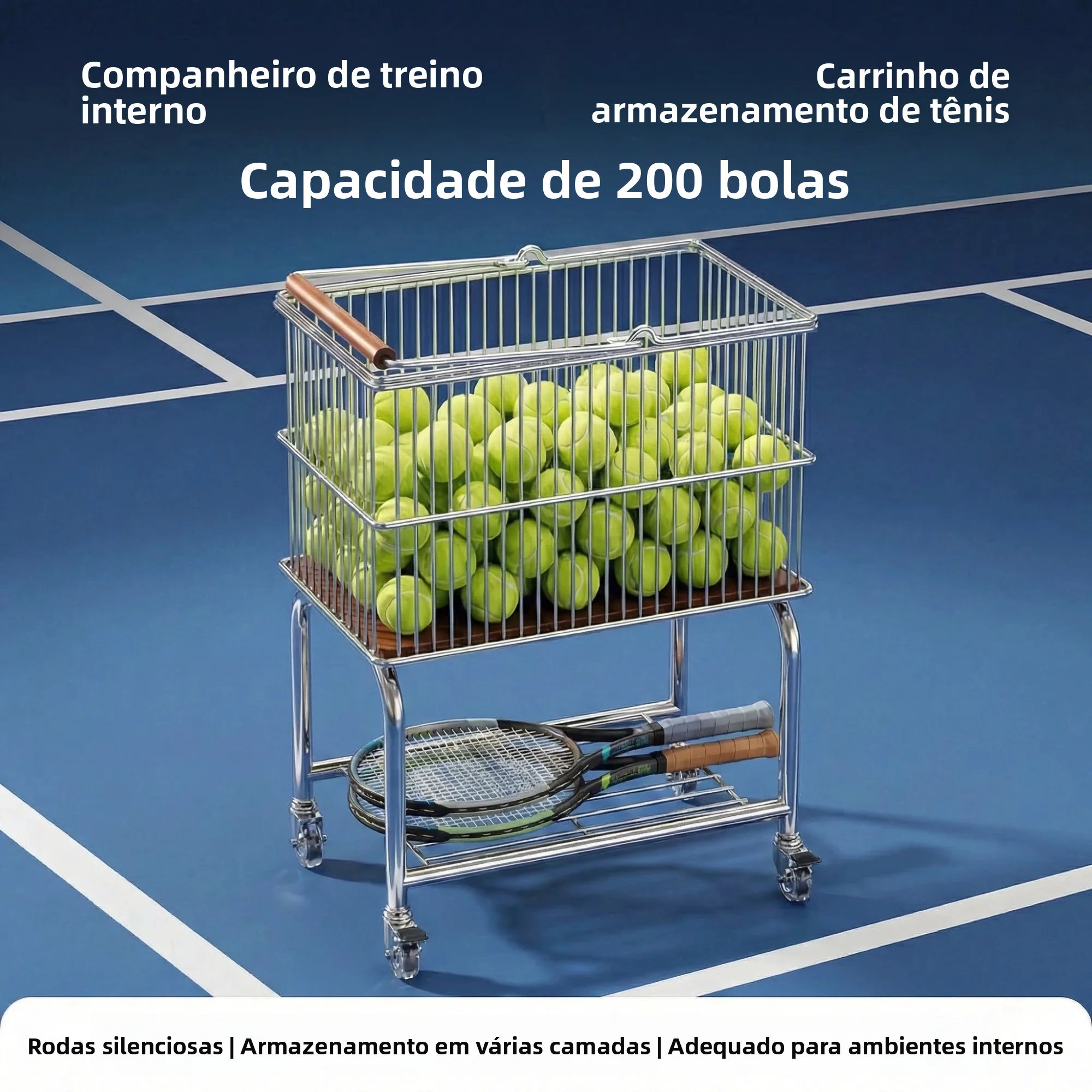 chariot-de-ramassage-de-balles-de-tennis-grande-capacite-multifonctionnel-mobile-avec-cadre-d'entrainement-pour-pickleball-et-tennis