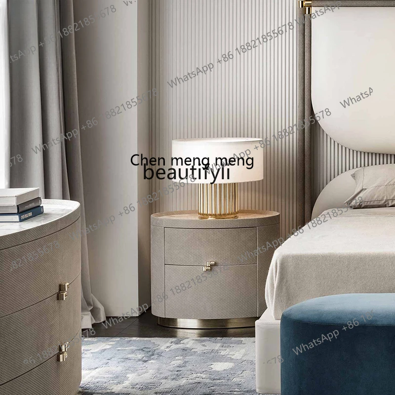 X Italian-Style Light Luxury Bedside Table Modern Minimalist Marble Table Designer Creative Bedroom Bedside Storage Cabinet