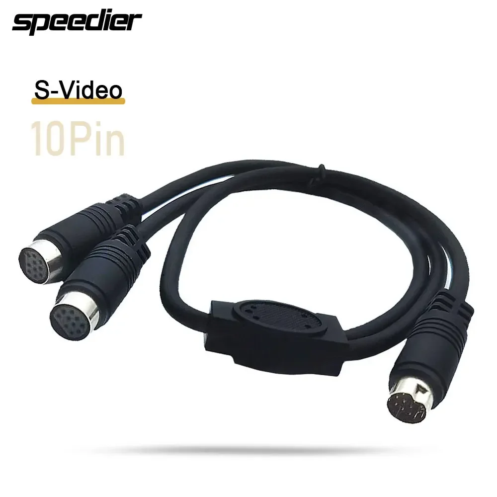 Mini DIN 10-Pin Splitter Y Adapter Cable,10 Pin Audio Input Cable Compatible with TV Receiver, TV, Monitor, Projector 0.5M 50cm