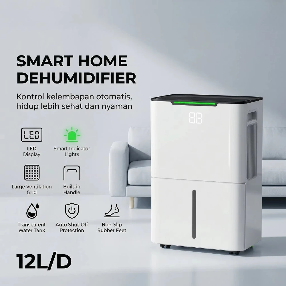 15L Per Day Portable Air Dehumidifier, Household Moisture Removal Machine for Bedroom Basement Humidity Control