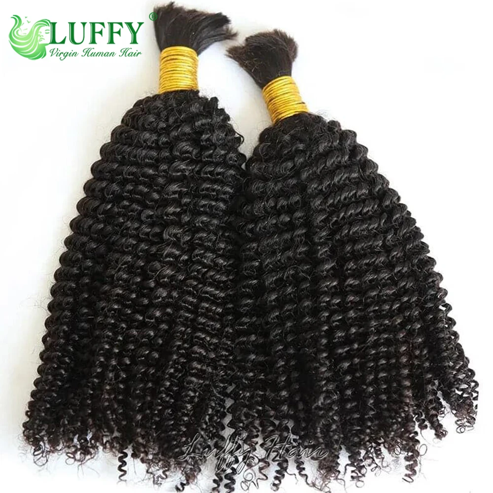 Bulk Human Hair No Weft For Braiding Kinky Curly Hair Bundles Double Drawn Boho Knotless Braids Human Hair For Black Women