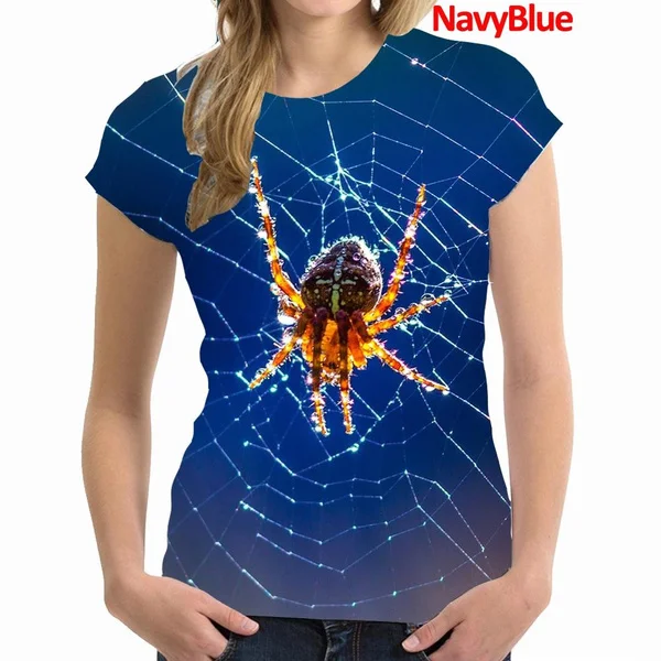 Fashion Women Spider Web 3D Printed T Shirt Casual Funny Short Sleeve Blouse