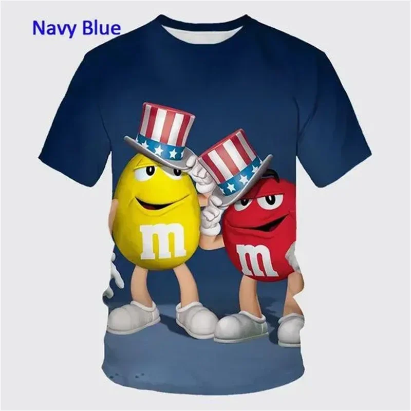 Funny M&M\'s Chocolate Bean T Shirt Fashion 3D Print Man Casual O Neck T-Shirt Funny Kid Short Sleeve Tops Tee Unisex Men Clothes