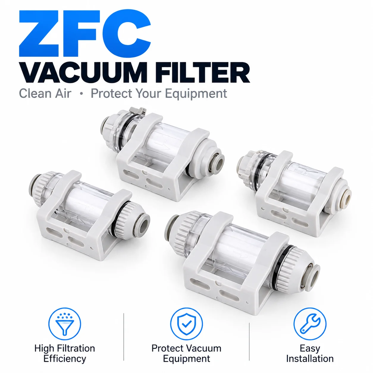 1/5Pcs New Model AFR Type Pipe Type Vacuum Filter ZFC100-04B ZFC200-06B ZFC200-08B ZFC54-B Detachable Fiber Filter Cartridge ZFC