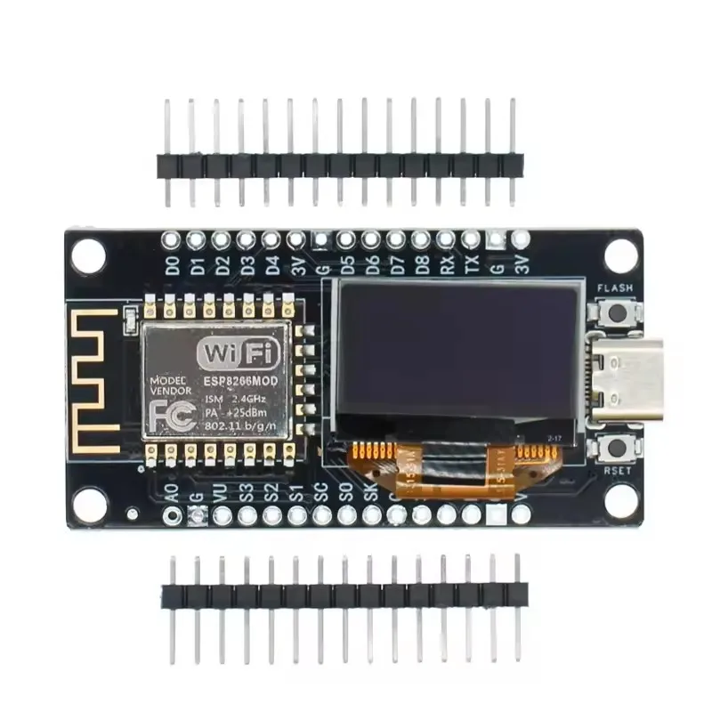 ESP8266 NodeMCU WiFi Module with 0.96 Inch OLED Display ESP-12F Development Board Microcontroller for Arduino IoT Kit