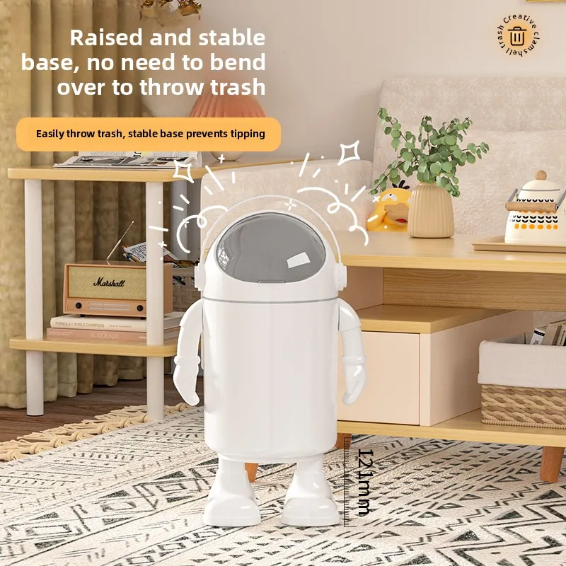 

Space Rabbit Cartoon Garbage Can Odor Proof Office Bedroom Tra Bin Kitchen Waste Paper Basket Modern Sle Long Cylinder ape