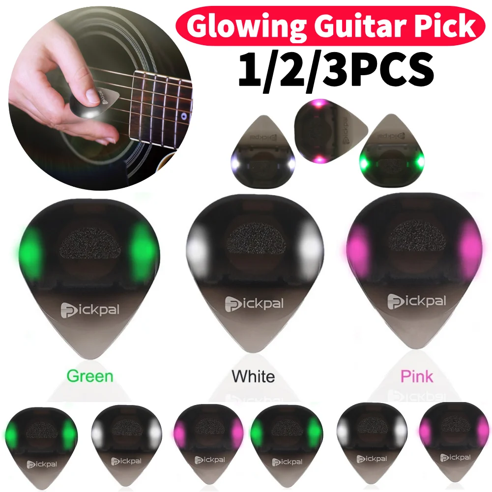 Plastic Guitar Picks with High-Sensitivity LED Light Musical Instrument Glowing Plectrum Portable for Bass Electric Guitarists