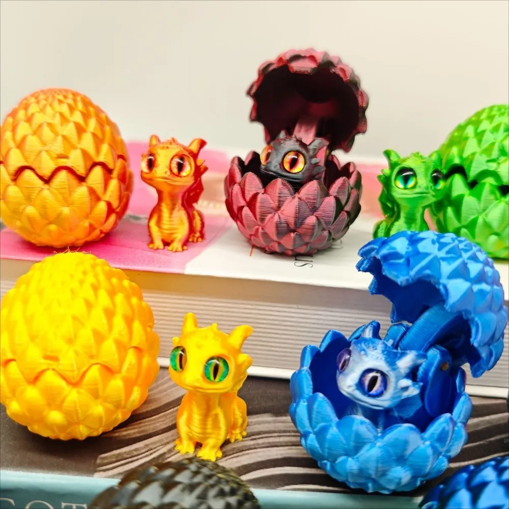 

3D Printed Dragon Egg Figures Animal Toys Mini Dragon Fidget Toys Simulation Eyes Home Accessories Desktop Decor Kids Toy Gift