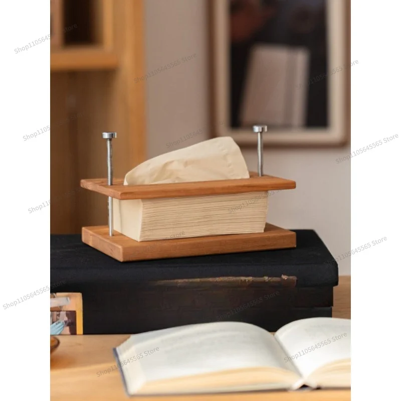 For Solid Wood Paper Box, Suspended Tissue Box, Living Room Dining Table, Creative Paper Box