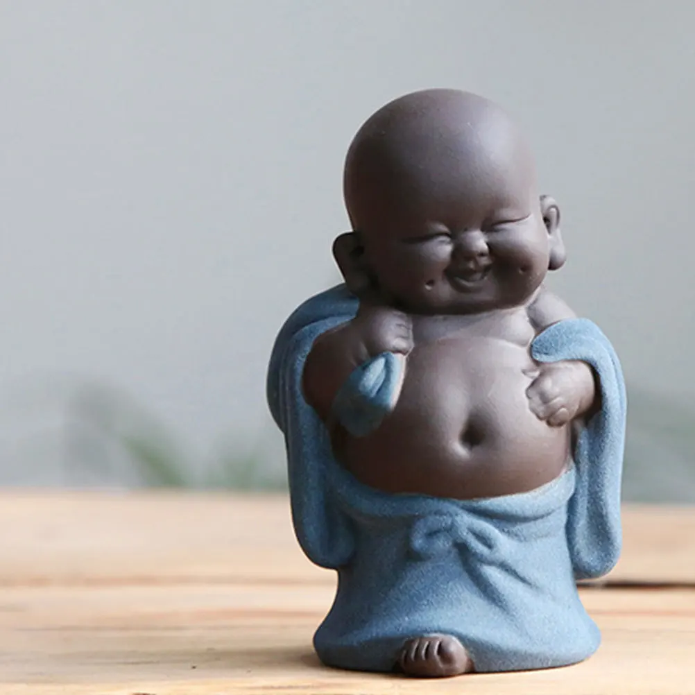 

Ceramic Maitreya Buddha Statue Sky-Blue Exquisite Hand Carved Sculpture Home Tea Ceremony Decoration Fengshui Buddha Ornament