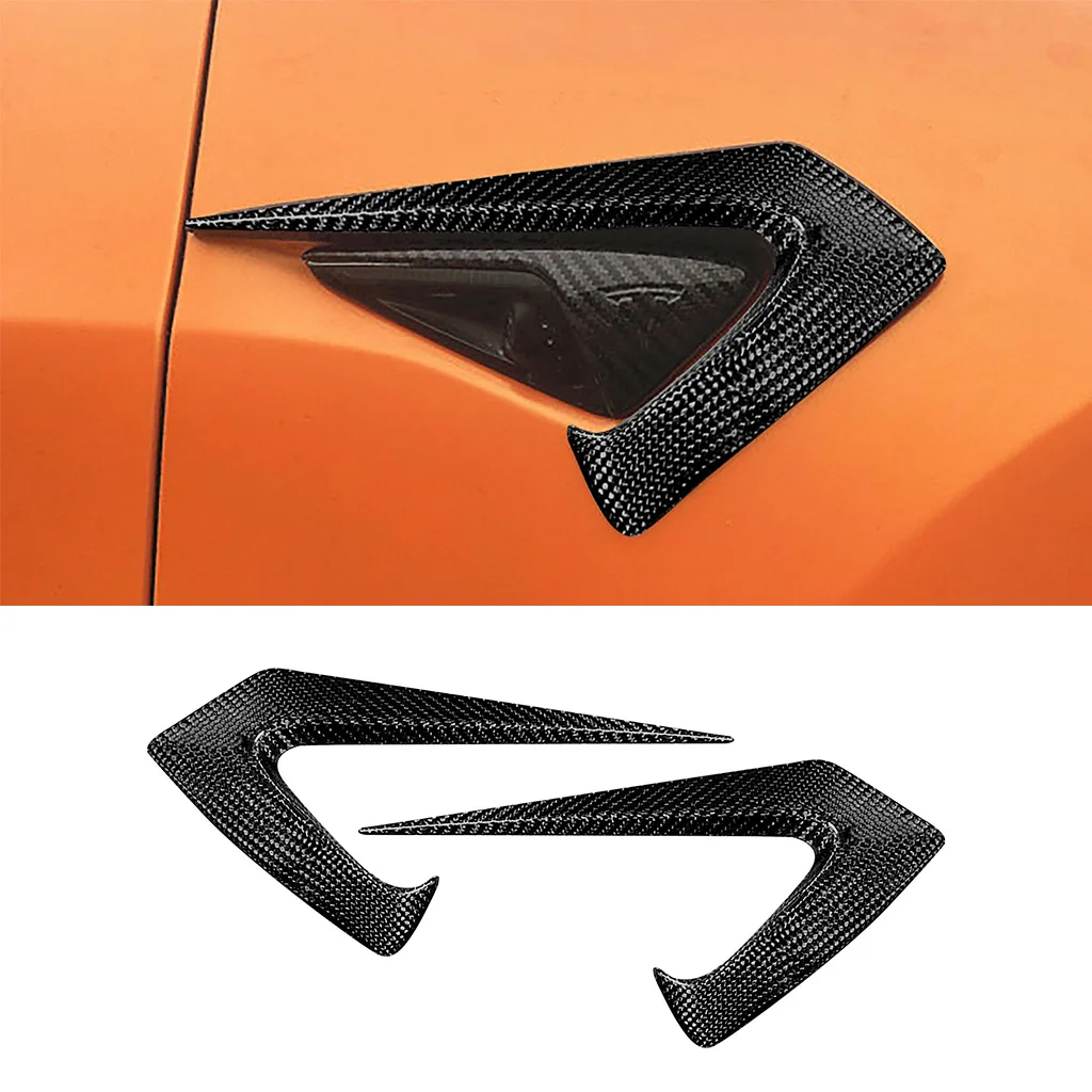 

2PCS Real Carbon Fiber Side Camera Protection Cover Fender Trim Cover for Tesla Model 3 2018 2019 2020 2021