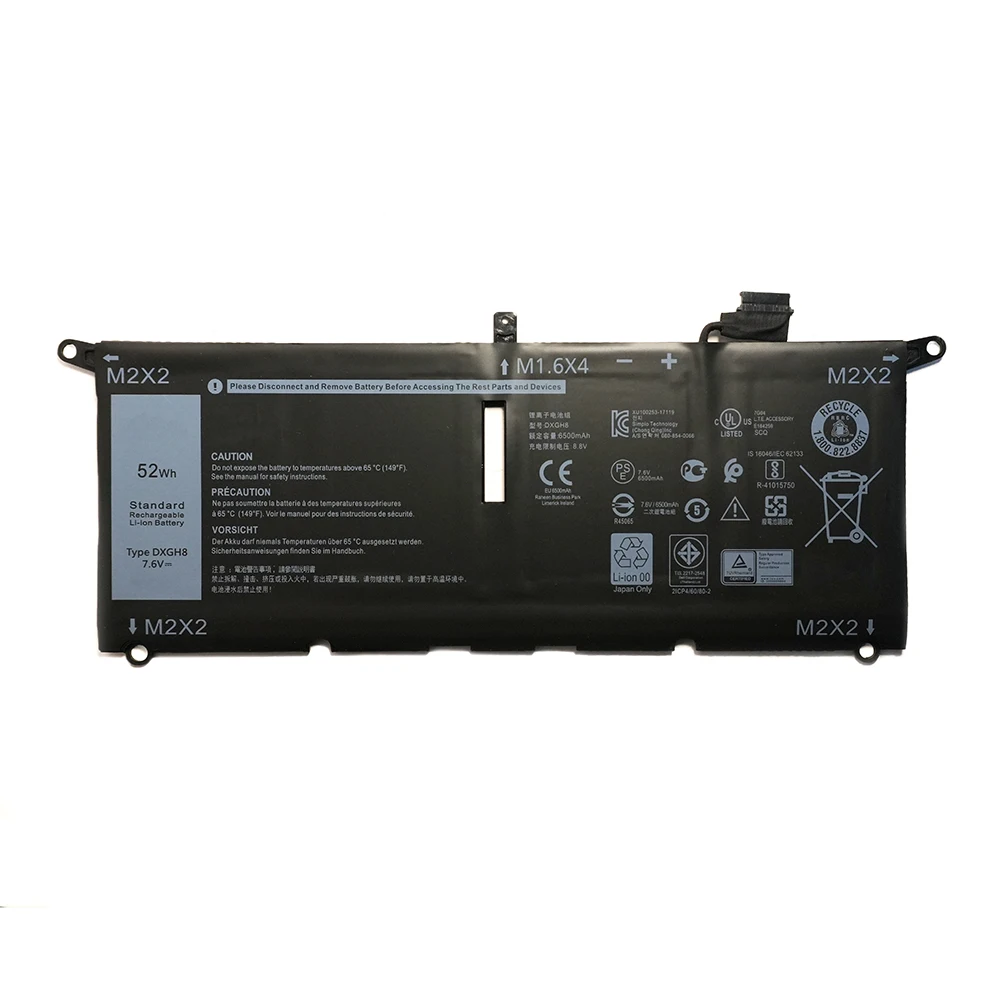 DXGH8 7.6V 52Wh OEM Laptop Battery For DELL XPS 13 9380 9370 7390 Inspiron 7390 2-in-1 14 7490 Series H754V G8VCF 0H754V