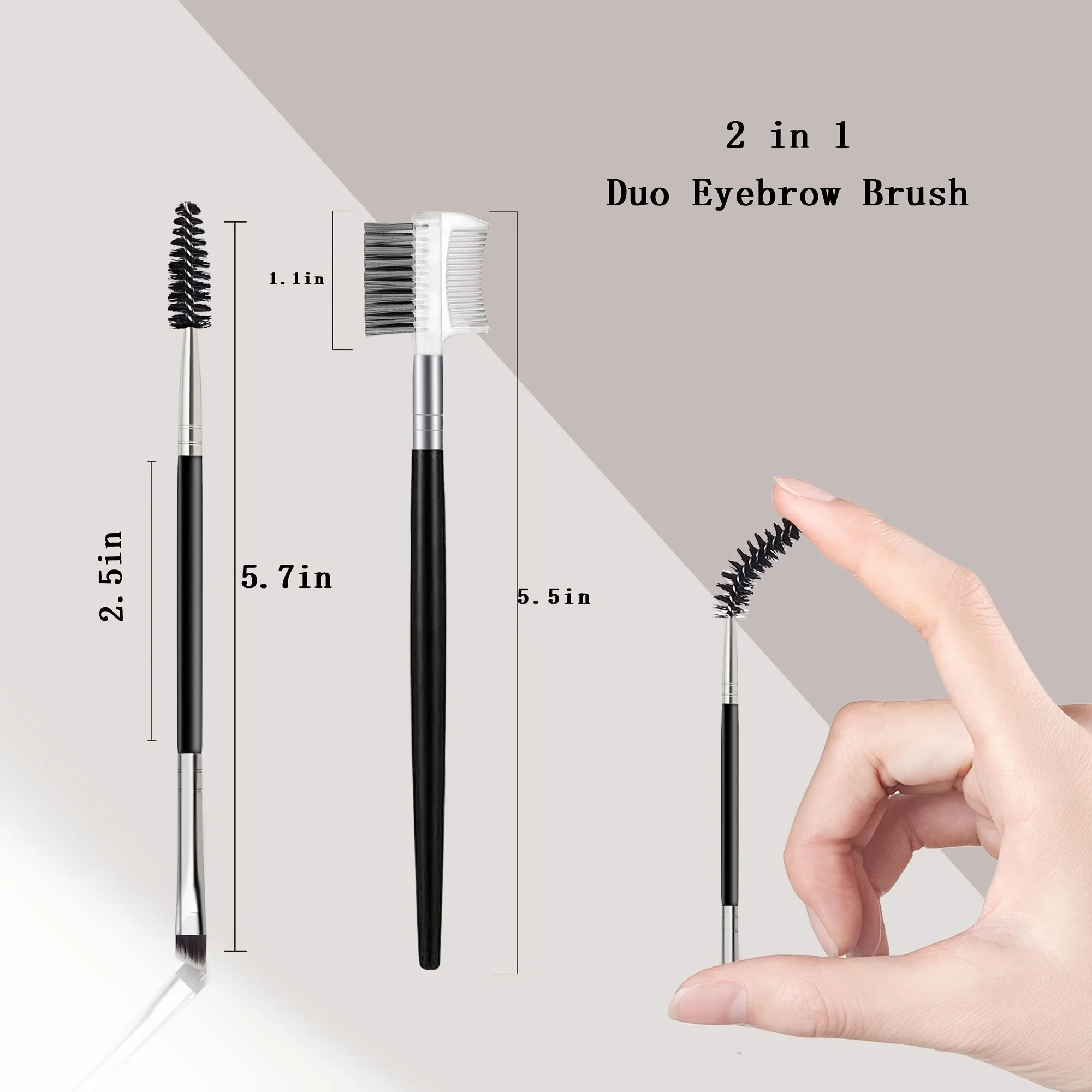 2PCS Eyelash Brush Set Single Ended and Dual Ended Design Eyelash Makeup Brush Portable Makeup Tool