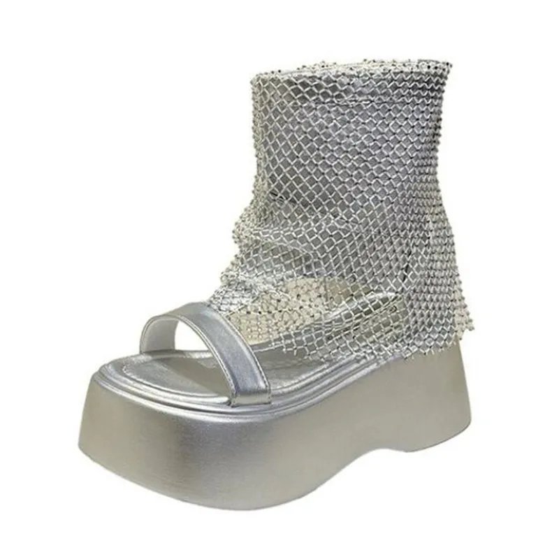 New Women Flat Cool Boots Sandals Platform Mesh Sandals Summer 2026 Trend Open Toe Sport Shoes Casual Sneaker Ankle Boots Slides