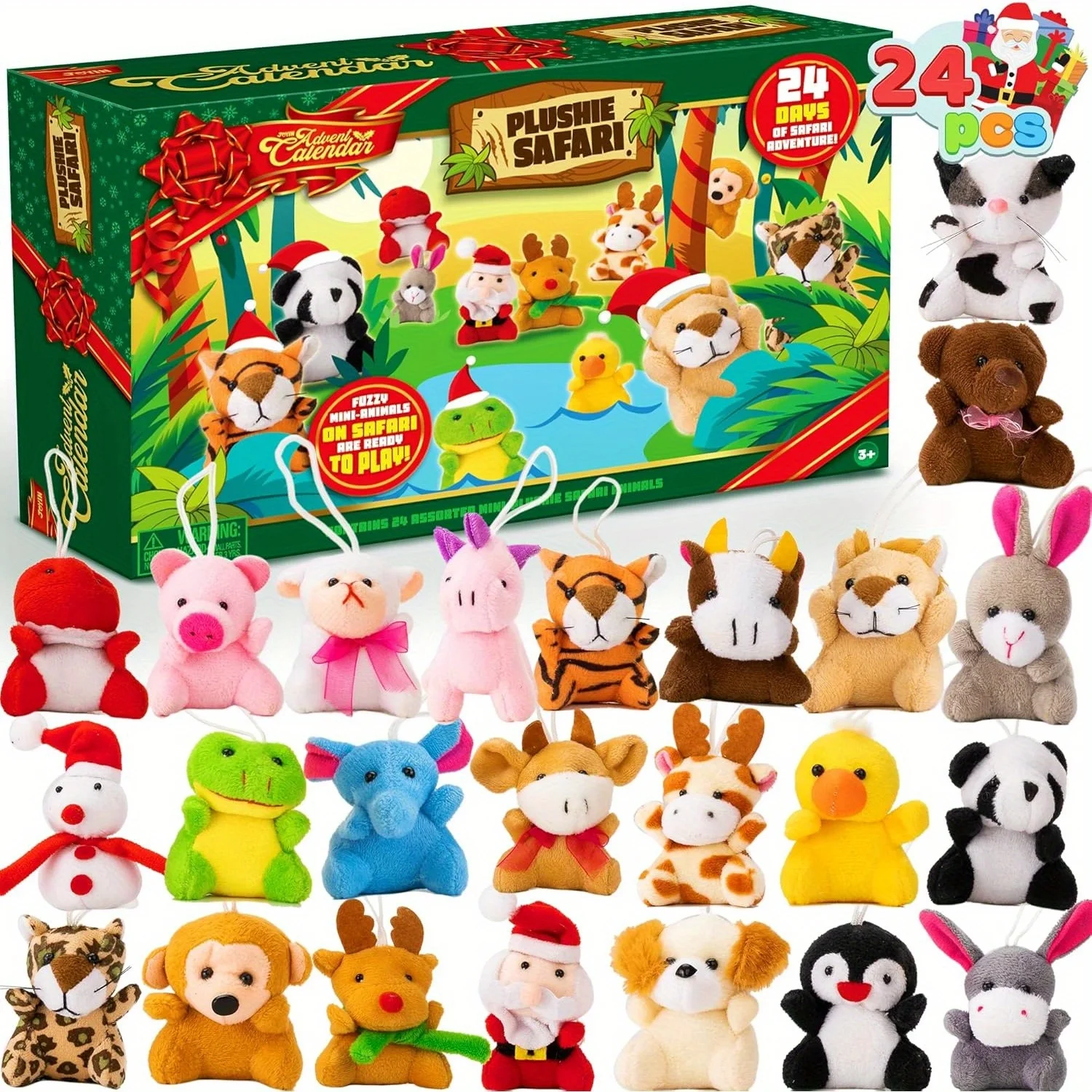 JOYFY 2025 Weihnachts-Adventskalender mit Mini-Plüschtieren, 24 Stofftiere für Kinder und Mädchen, Partygeschenk