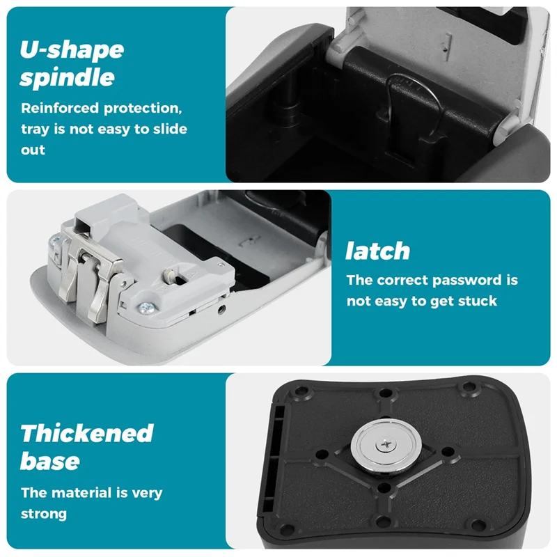 ABBK-Magnetic Key Box For Under Car, 4 Digit Combination Code Magnetic Key Storage Holder, Magnet Key Lock Case For Hide Key