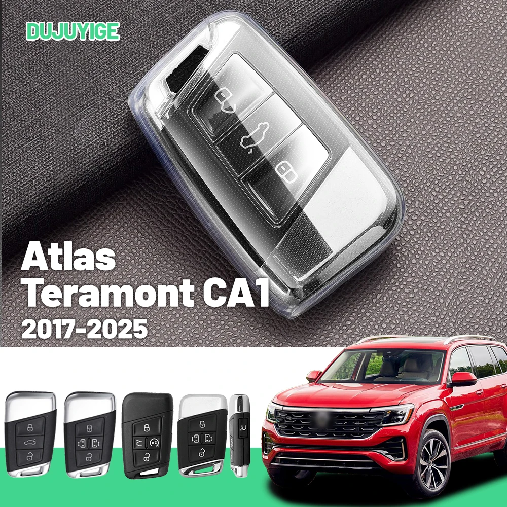 

Прозрачный чехол для автомобильного ключа из ТПУ для VW Atlas Teramont CA1 2017-2026, защитный чехол для брелока, автоаксессуары 2018 2019 2020 2021