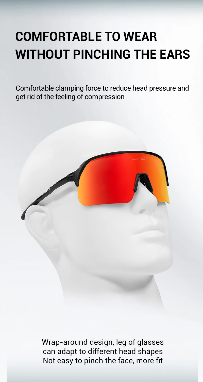 Kapvoe Sonnenbrille für Herren, Fahrradbrille, Fahren, Fahrradbrille, Radfahren, Damen, Straße, Mountainbike, Outdoor, Sportbrille, UV400 – Detail 7