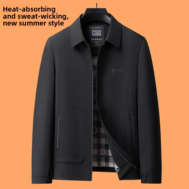 

Slim Fit Men's Jacket Autumn Wear Thin Style Dad Coat for Middle-Aged And Elderly 50 60 70 Spring Autumn Top for Men