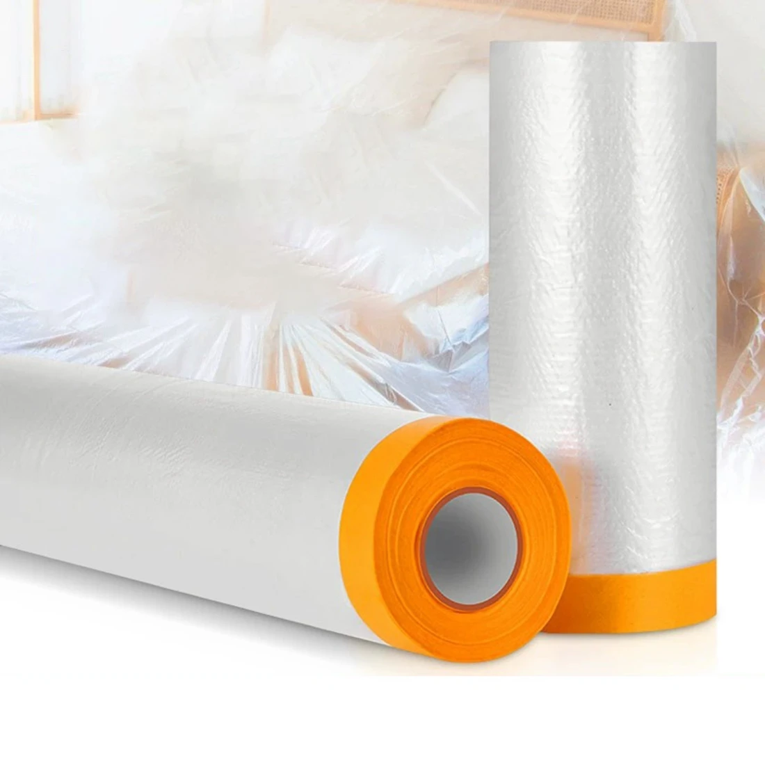 20M Long 110cm-450cm Width Car Paint Masking Film Protective film Plastic Pre-Taped PE Film Paper Furniture Dust-proof Cover