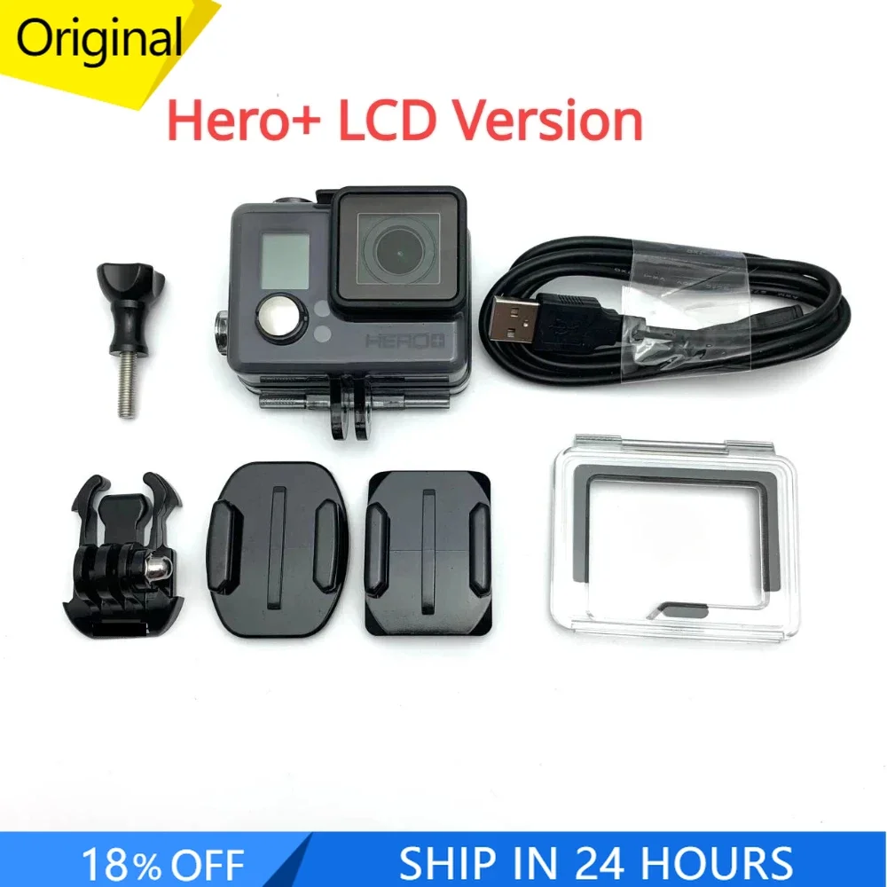 

Original FOR GoPro Hero+ LCD Action Camera Can Connect Wifi with Waterproof Case Base Adhesive Data Cable Screw