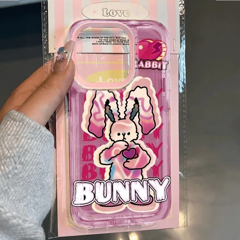 

Fashion Trendy Brand Bunny Clear Space Phone Case For Samsung S10 S20 S21 S22 S23 S24 Fe Plus Ultra A35 A20 Note10 20 4G 5G