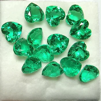 Top Lab Grown Colombia Emerald Heart Cut Gemstone Charms for DIY Jewelry Earring Making Materials Selectable AGL Certificate