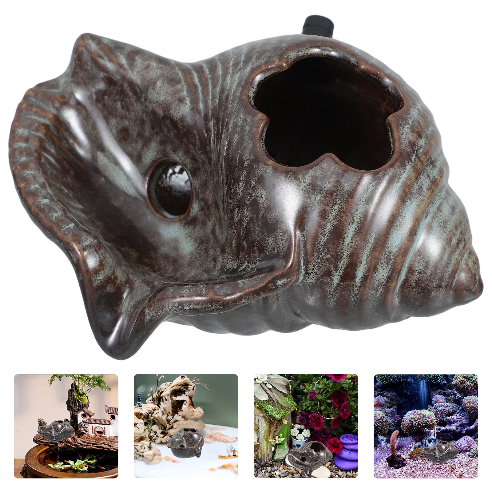 

Ceramic Garden Conch Water Spitter Decorative Outdoor Pond Fountain Feature Spray Statue Fish Tank Landscaping Accessory