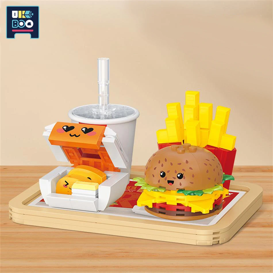 Hamburger Building Blocks 261pcs French Fries Fried Chicken Models Bricks Cartoon Fast Food Set Children\'s Toys Kids Gifts