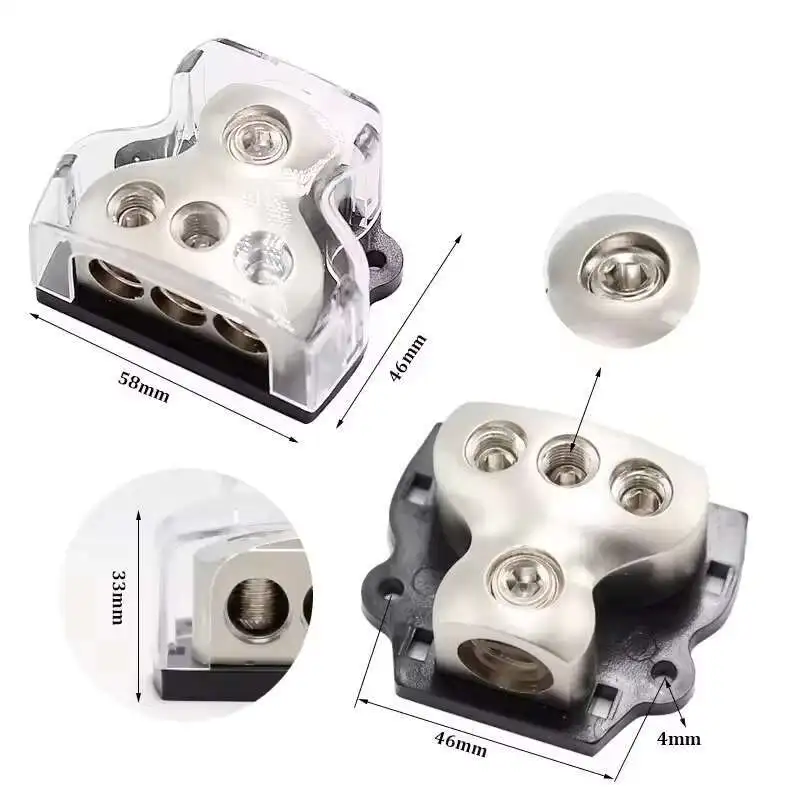 Auto 1X 0 In / 3X 4 Gauge Out Way Terminal Splitter Stromverteilerblock Audio Sicherungshalter