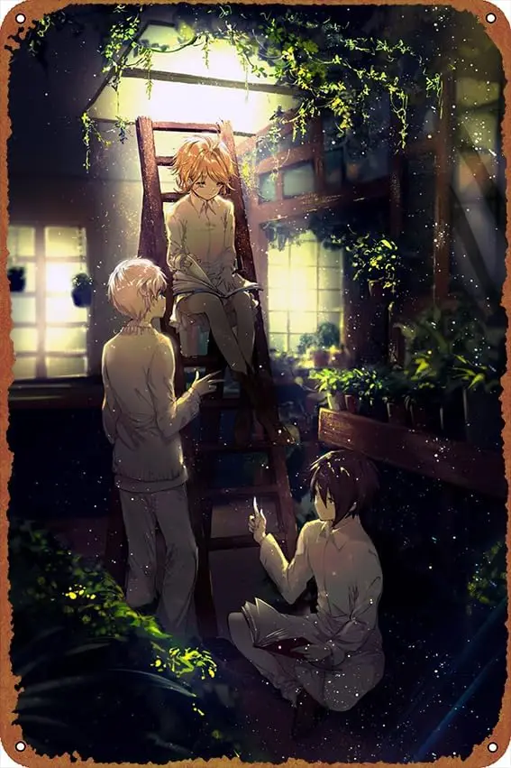 1p,the promised neverland Vintage tin poster, suitable for bars, cafes, offices, restaurants, family gardens, shops, clubs, logo