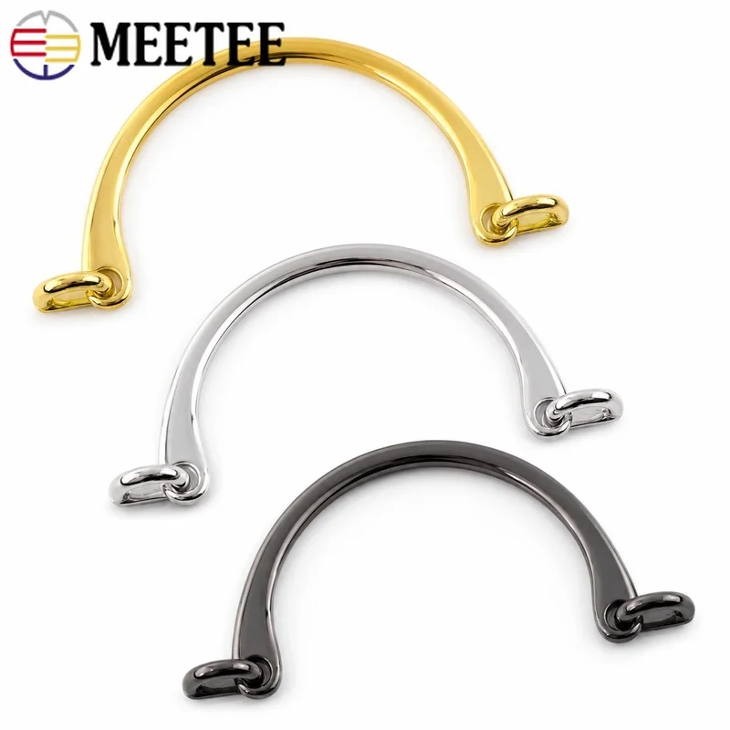 Meetee 2/4 Stück 14 cm Metall-U-förmiger Griff, Handtaschenrahmen-Schnalle für gewebte Handtaschen, Clutch-Taschen, zum Nähen, DIY-Hardware-Zubehör-Set