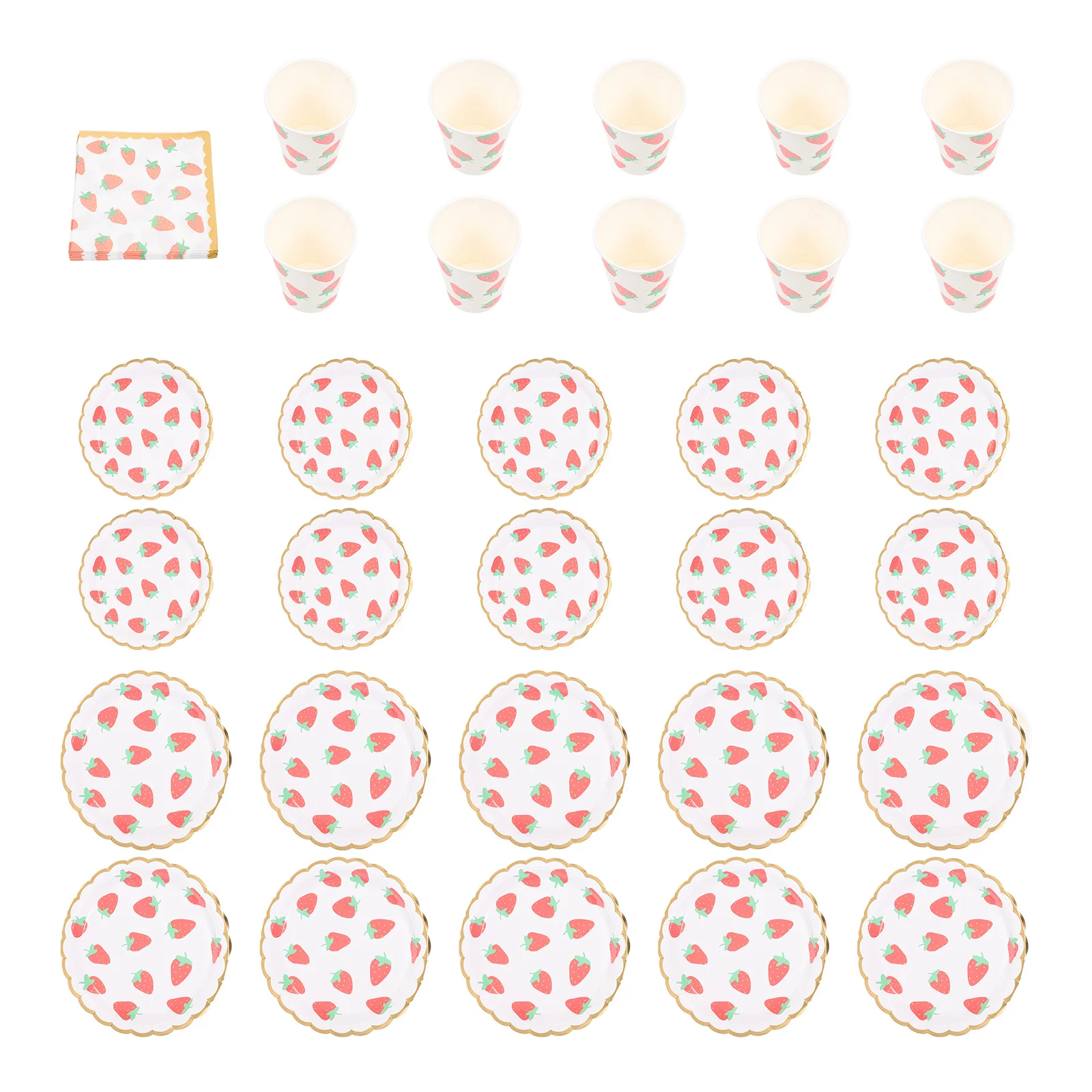 

1 set Birthday Party Paper Plates Cups Set Disposable Tray Supplies Tableware Products Fruit Design Safe Premium Material