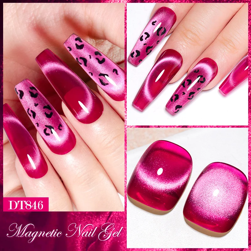 MEET ACROSS 7ml Jelly Amber Cat Magnetic Gel Nail Polish Pink Red Gold Semi Permanent Cat Eye Gel Nail Art Varnish nail supplies