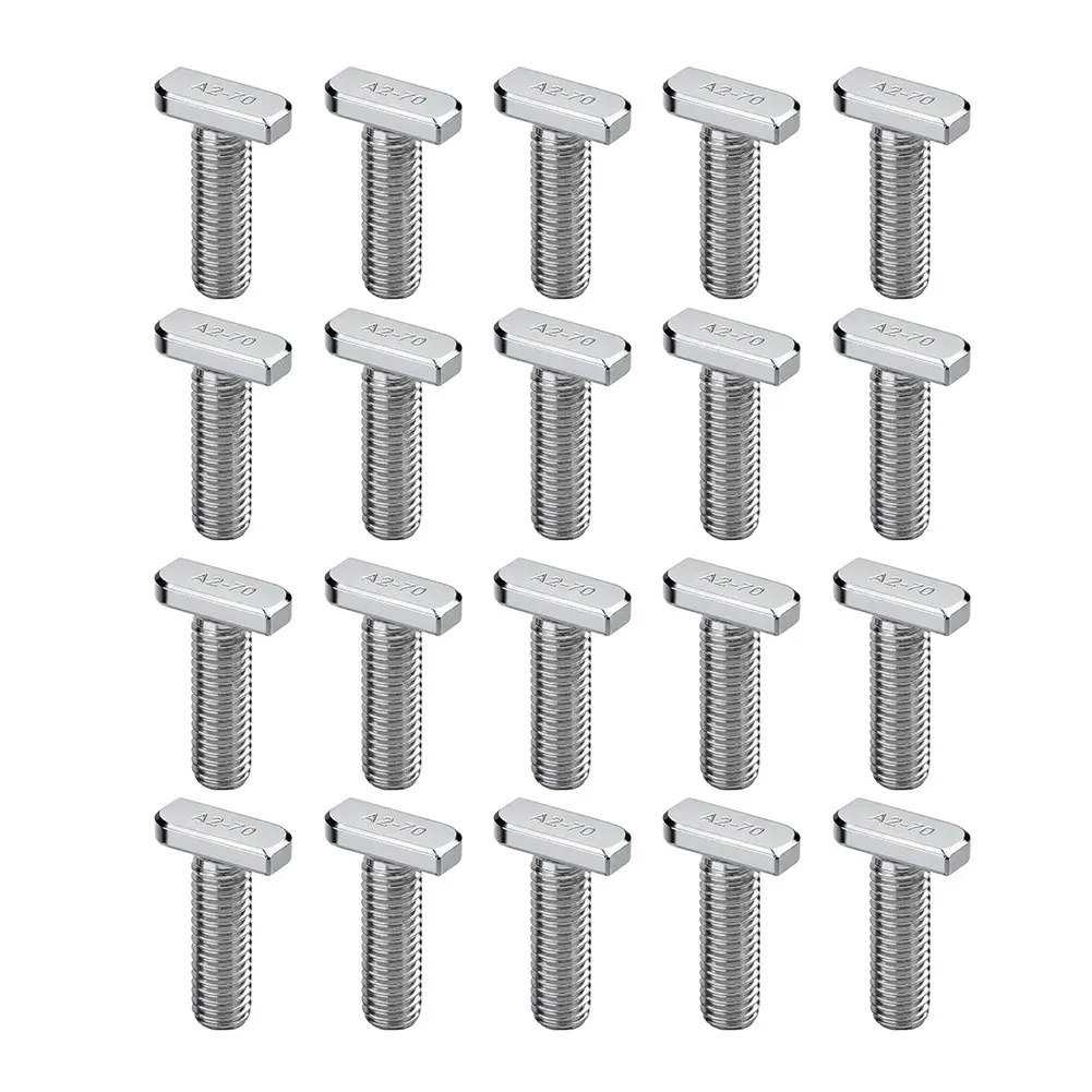 20pcs M8x20 Hammer Head T Bolt Aluminum Connector T Head Bolts Screws For Aluminum Profiles Photovoltaic Solar Panels