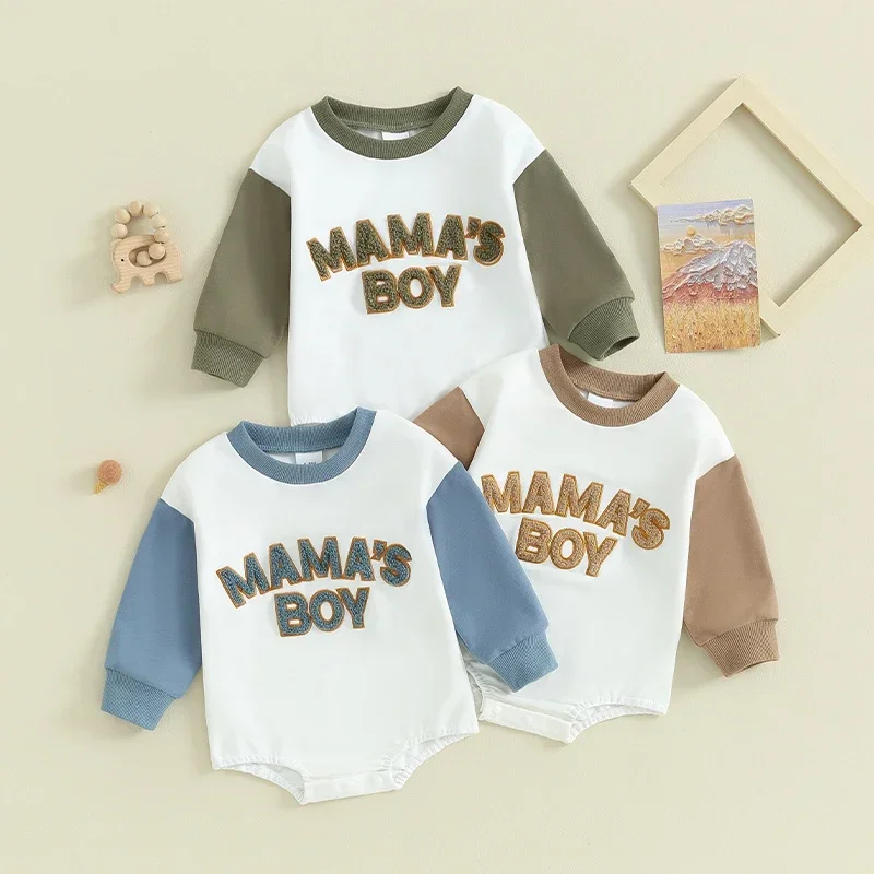 Baby Clothing Autumn Sweatshirt Rompers Boys Infant Fuzzy Letter Print Long Sleeve O-neck Jumpsuits Newborn Clothes