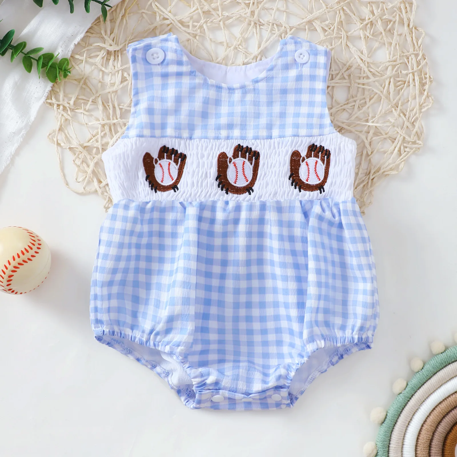 الرضع طفل البيسبول المطرزة نمط رومبير مثلث تصميم ملابس الطفل ارتداءها للأطفال