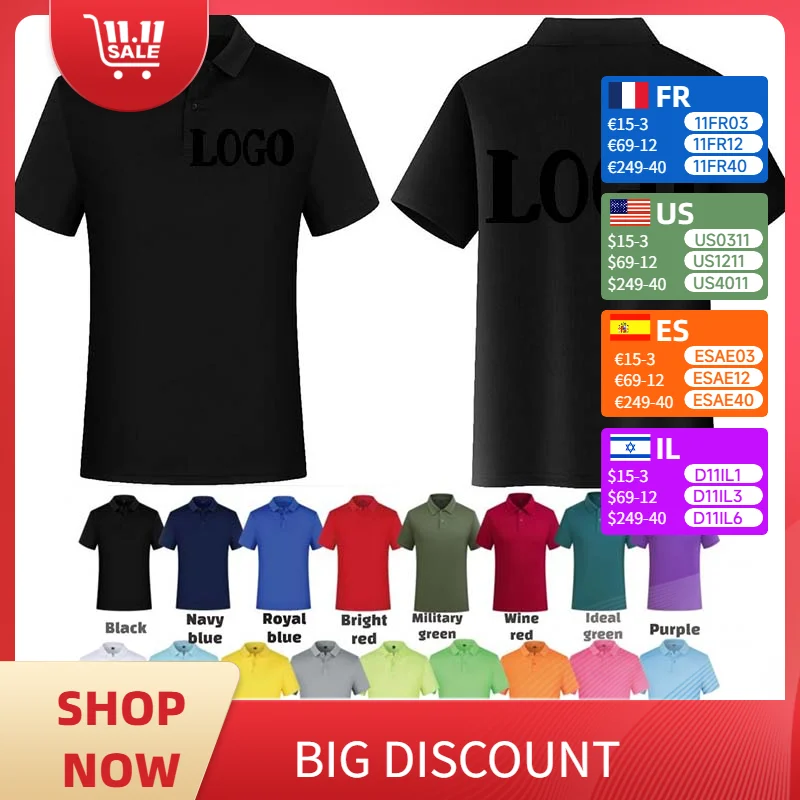 

Customized Logo Breathable Quick-Drying Polo Shirt Men's T-Shirt Personalized Text Name Commercial Negotiation Men's Clothing Summer Travel Men and Women Can Wear Formal Wear