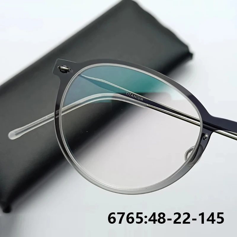 Denmark Brand Oval Round Glasses Frame for Men 6765 Women Titanium Ultralight Screwless Eyeglasses All Face Match Eyewear Gafas